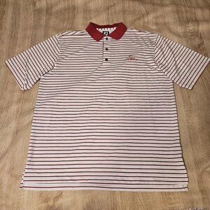 Footjoy Polo Shirt Men XL Red & White Striped Short Sleeve Golf Collared